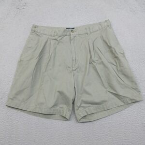 Cambridge Classics Khaki Chino Shorts Mens 38x7 Green Pleated 100% Cotton Golf